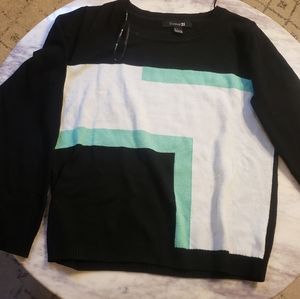 Colorblock geometric pattern pullover